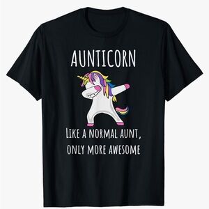 Auntie graphic T-shirt with dabbing unicorn size XL